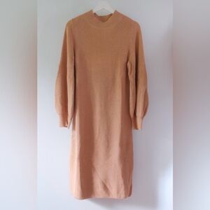 Banana Republic Midi Knit Mock Neck Sweater Dress with Balloon Sleeves